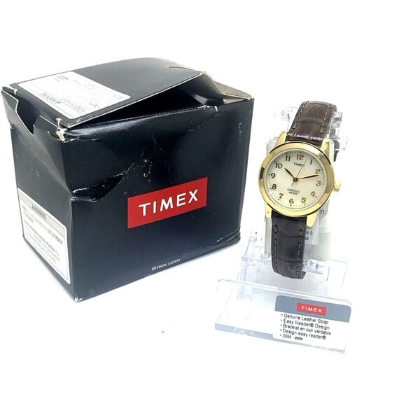 Timex Women's Watch TW2R63600 Indiglo Mother of Pearl Quartz Brown Leather 25mm - Picture 3 of 15